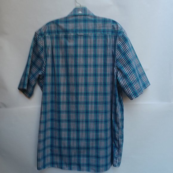 Nordstrom Short Sleeve Button Down Shirt,  Blue, White, Black Check, Size L - Picture 6 of 8